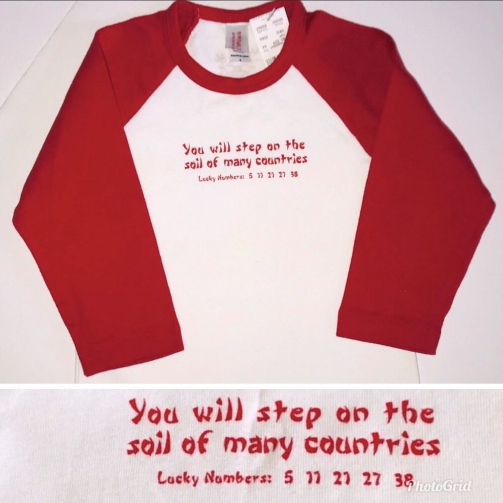 Fortune Raglan Sleeve Red and White Tee Shirt Size 4T Unisex
